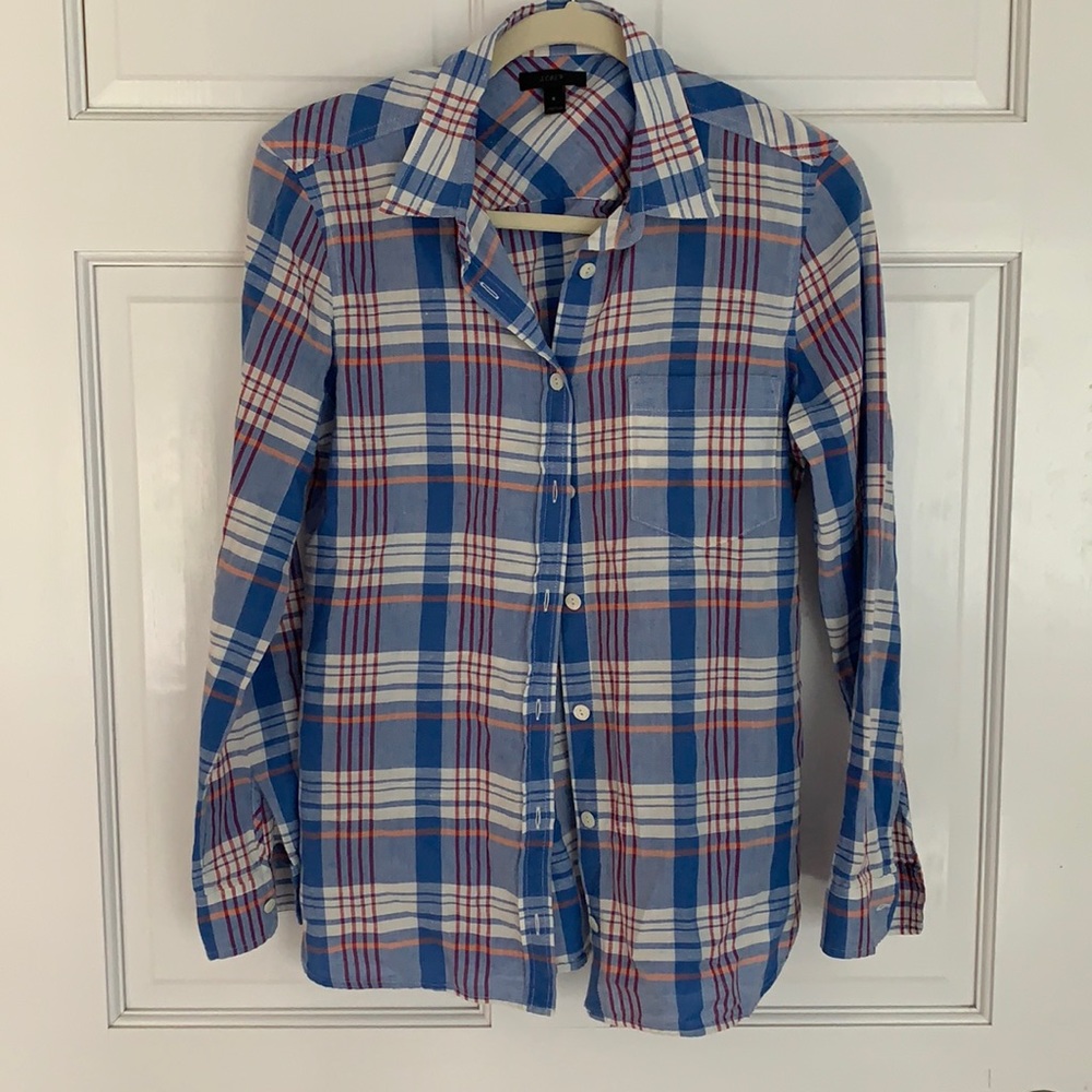 JCrew plaid cotton button down size 6
